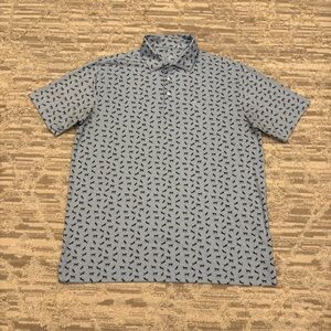 Rhoback The Lab Polo Golf Shirt Men’s Large Pale Blue Black Lab Dog Ball Rare